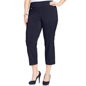 Alfani Plus Size 28W Navy Blue Stretchy Tummy-Control Capri Pants NWT